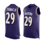 Men's Baltimore Ravens #29 Earl Thomas III Limited Purple Player Name & Number Tank Top Football Jersey