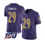 Men's Baltimore Ravens #29 Earl Thomas III Limited Purple Rush Vapor Untouchable 100th Season Football Jersey