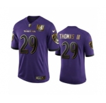 Men's Baltimore Ravens #29 Earl Thomas III Purple Team 25th Season Golden Limited Football Jersey