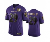 Men's Baltimore Ravens #29 Earl Thomas III Purple Team 25th Season Golden Limited Football Jersey