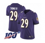 Men's Baltimore Ravens #29 Earl Thomas III Purple Team Color Vapor Untouchable Limited Player 100th Season Football Jersey