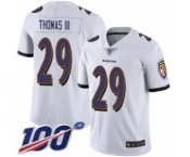 Men's Baltimore Ravens #29 Earl Thomas III White Vapor Untouchable Limited Player 100th Season Football Jersey
