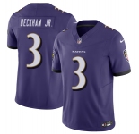 Men's Baltimore Ravens #3 Odell Beckham Jr. Purple 2023 F.U.S.E. Vapor Untouchable Stitched Jersey