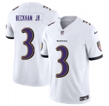 Men's Baltimore Ravens #3 Odell Beckham Jr. White 2023 F.U.S.E. Vapor Untouchable Stitched Jersey