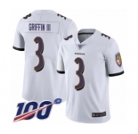 Men's Baltimore Ravens #3 Robert Griffin III White Vapor Untouchable Limited Player 100th Season Football Jersey