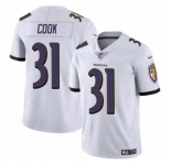 Men's Baltimore Ravens #31 Dalvin Cook White Vapor Limited Football Stitched Jersey