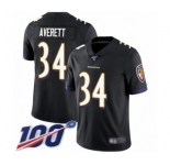 Men's Baltimore Ravens #34 Anthony Averett Black Alternate Vapor Untouchable Limited Player 100th Season Football Jersey