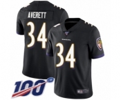 Men's Baltimore Ravens #34 Anthony Averett Black Alternate Vapor Untouchable Limited Player 100th Season Football Jersey