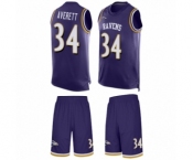 Men's Baltimore Ravens #34 Anthony Averett Limited Purple Tank Top Suit Football Jersey