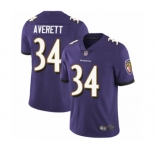 Men's Baltimore Ravens #34 Anthony Averett Purple Team Color Vapor Untouchable Limited Player Football Jersey