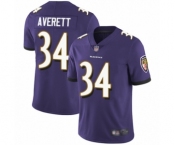 Men's Baltimore Ravens #34 Anthony Averett Purple Team Color Vapor Untouchable Limited Player Football Jersey