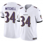 Men's Baltimore Ravens #34 Keaton Mitchell White 2025 F.U.S.E. Vapor Limited Football Jersey