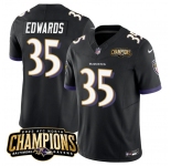 Men's Baltimore Ravens #35 Gus Edwards Black 2023 F.U.S.E. AFC North Champions Vapor Limited Football Stitched Jersey