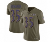 Men's Baltimore Ravens #35 Gus Edwards Limited Olive 2017 Salute to Service Football Jersey