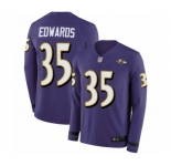 Men's Baltimore Ravens #35 Gus Edwards Limited Purple Therma Long Sleeve Football Jersey