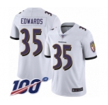 Men's Baltimore Ravens #35 Gus Edwards White Vapor Untouchable Limited Player 100th Season Football Jersey