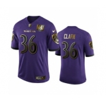Men's Baltimore Ravens #36 Chuck Clark Purple Team 25th Season Golden Limited Football Jersey