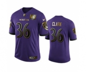 Men's Baltimore Ravens #36 Chuck Clark Purple Team 25th Season Golden Limited Football Jersey