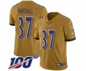 Men's Baltimore Ravens #37 Iman Marshall Limited Gold Inverted Legend 100th Season Football Jersey