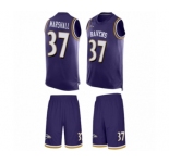 Men's Baltimore Ravens #37 Iman Marshall Limited Purple Tank Top Suit Football Jersey