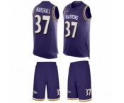 Men's Baltimore Ravens #37 Iman Marshall Limited Purple Tank Top Suit Football Jersey