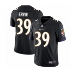 Men's Baltimore Ravens #39 Tyler Ervin Black Alternate Vapor Untouchable Limited Player Football Jersey