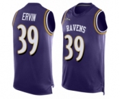 Men's Baltimore Ravens #39 Tyler Ervin Elite Purple Player Name & Number Tank Top Football Jersey