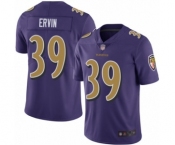 Men's Baltimore Ravens #39 Tyler Ervin Limited Purple Rush Vapor Untouchable Football Jersey