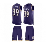 Men's Baltimore Ravens #39 Tyler Ervin Limited Purple Tank Top Suit Football Jersey