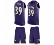 Men's Baltimore Ravens #39 Tyler Ervin Limited Purple Tank Top Suit Football Jersey