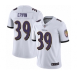 Men's Baltimore Ravens #39 Tyler Ervin White Vapor Untouchable Limited Player Football Jersey