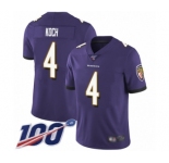 Men's Baltimore Ravens #4 Sam Koch Purple Team Color Vapor Untouchable Limited Player 100th Season Football Jersey