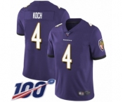 Men's Baltimore Ravens #4 Sam Koch Purple Team Color Vapor Untouchable Limited Player 100th Season Football Jersey