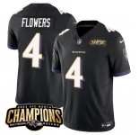 Men's Baltimore Ravens #4 Zay Flowers Black 2023 F.U.S.E. AFC North Champions Vapor Limited Football Stitched Jersey