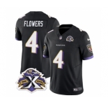 Men's Baltimore Ravens #4 Zay Flowers Black 2023 F.U.S.E With Patch Throwback Vapor Limited Stitched Jersey