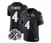Men's Baltimore Ravens #4 Zay Flowers Black 2023 F.U.S.E With Patch Throwback Vapor Limited Stitched Jersey