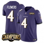 Men's Baltimore Ravens #4 Zay Flowers Purple 2023 F.U.S.E. AFC North Champions Vapor Limited Football Stitched Jersey