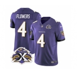 Men's Baltimore Ravens #4 Zay Flowers Purple 2023 F.U.S.E With Patch Throwback Vapor Limited Stitched Jersey