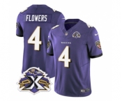 Men's Baltimore Ravens #4 Zay Flowers Purple 2023 F.U.S.E With Patch Throwback Vapor Limited Stitched Jersey