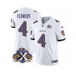 Men's Baltimore Ravens #4 Zay Flowers White 2023 F.U.S.E With Patch Throwback Vapor Limited Stitched Jersey