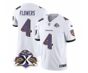Men's Baltimore Ravens #4 Zay Flowers White 2023 F.U.S.E With Patch Throwback Vapor Limited Stitched Jersey