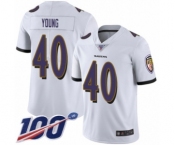 Men's Baltimore Ravens #40 Kenny Young White Vapor Untouchable Limited Player 100th Season Football Jersey