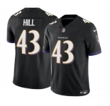 Men's Baltimore Ravens #43 Justice Hill Black 2023 F.U.S.E. Vapor Limited Football Stitched Jersey
