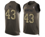 Men's Baltimore Ravens #43 Justice Hill Limited Green Salute to Service Tank Top Football Jersey