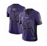 Men's Baltimore Ravens #43 Justice Hill Limited Purple Rush Drift Fashion Football Jersey