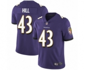 Men's Baltimore Ravens #43 Justice Hill Purple Team Color Vapor Untouchable Limited Player Football Jersey