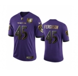 Men's Baltimore Ravens #45 Jaylon Ferguson Purple Team 25th Season Golden Limited Football Jersey