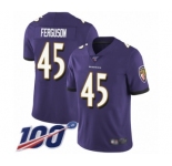 Men's Baltimore Ravens #45 Jaylon Ferguson Purple Team Color Vapor Untouchable Limited Player 100th Season Football Jersey