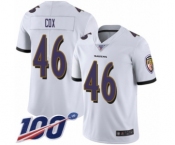 Men's Baltimore Ravens #46 Morgan Cox White Vapor Untouchable Limited Player 100th Season Football Jersey