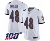 Men's Baltimore Ravens #48 Patrick Onwuasor White Vapor Untouchable Limited Player 100th Season Football Jersey